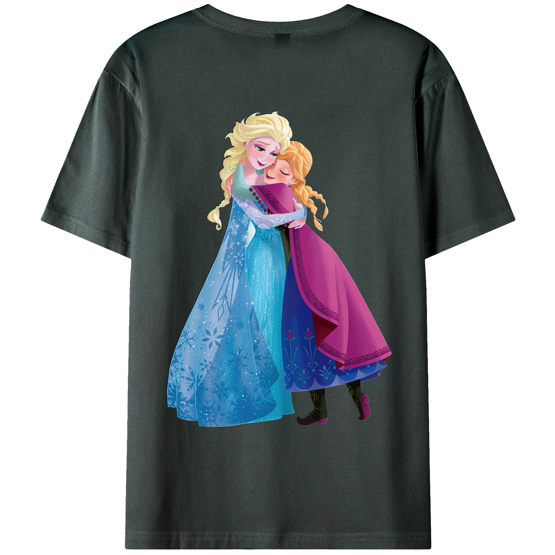 （画像用） アナと雪の女王 アンナ エルサ Frozen Anna Elsa 綿100％ メンズ半袖Tシャツ（バックプリント） 通気性